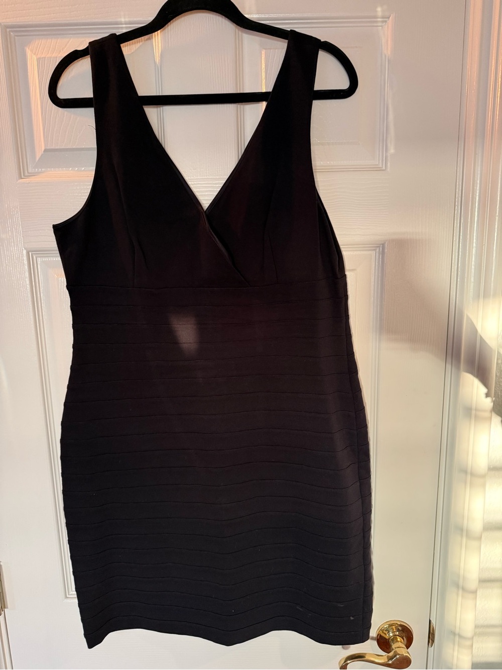 Express Black V-Neck Midi Dress